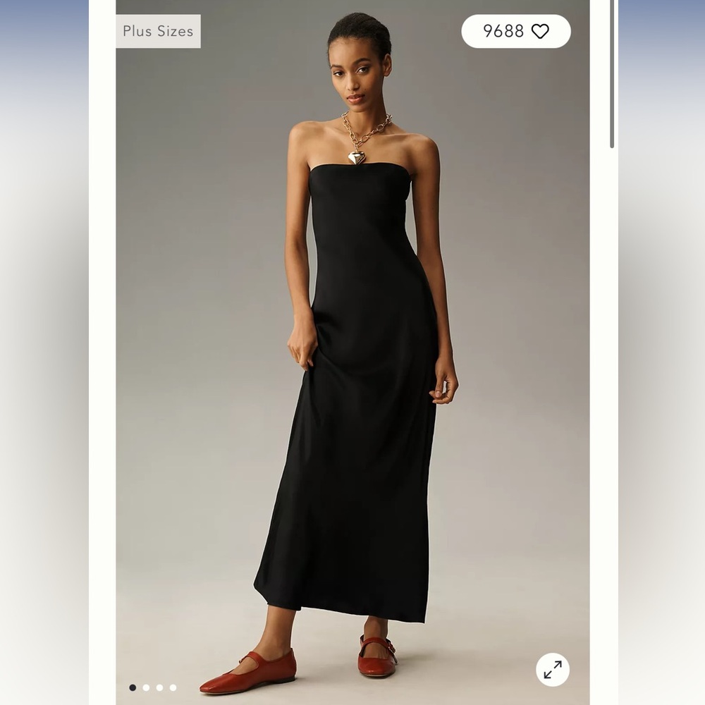 Anthropologie Black Strapless Midi Dress
